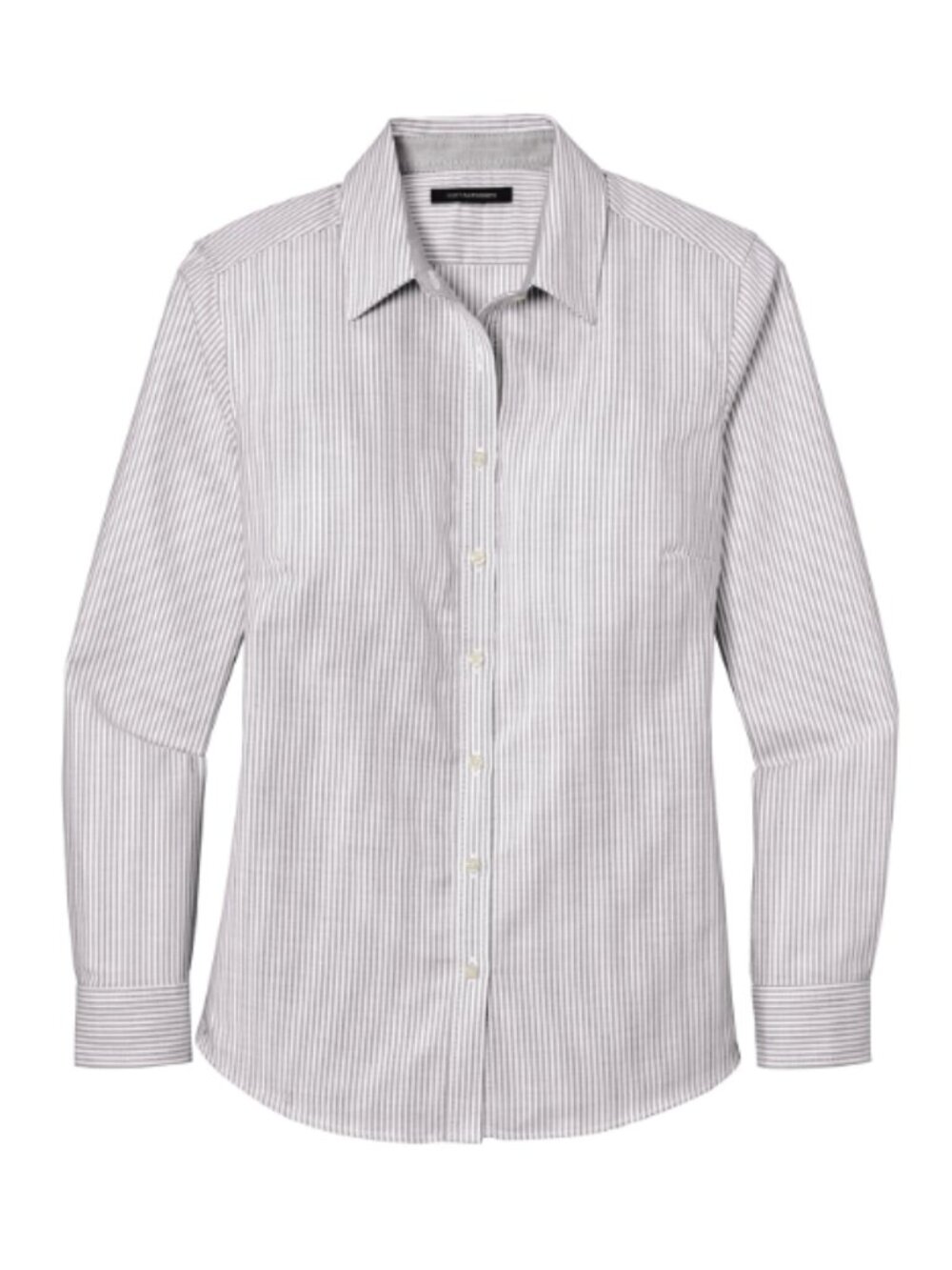 Port Authority® LW657  Women's SuperPro™ Oxford Stripe Shirt - Gusty Grey/White